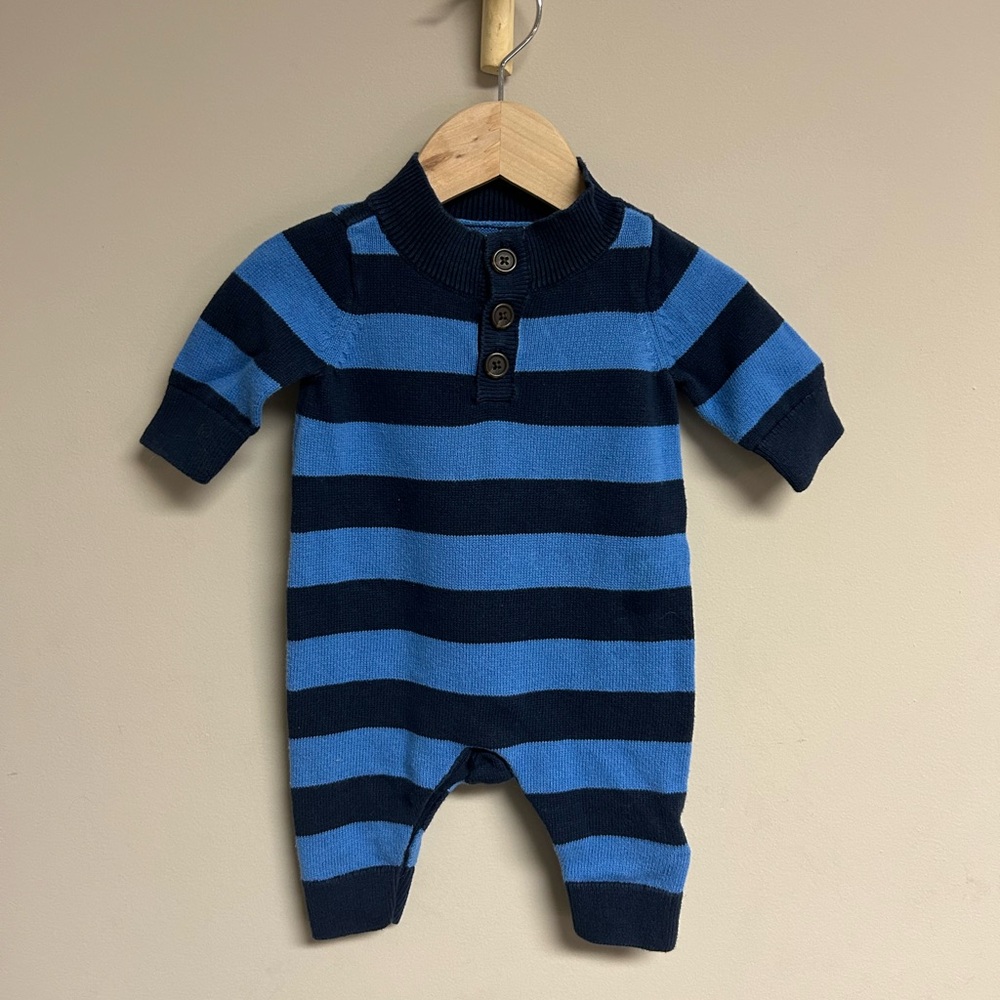 GAP Blue and Black Striped Kids Footie